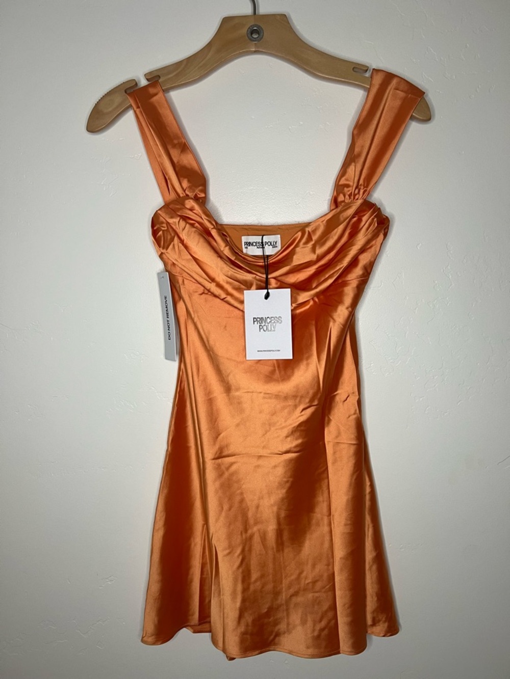 Princess Polly Peach Satin Cowl Neck Mini Dress